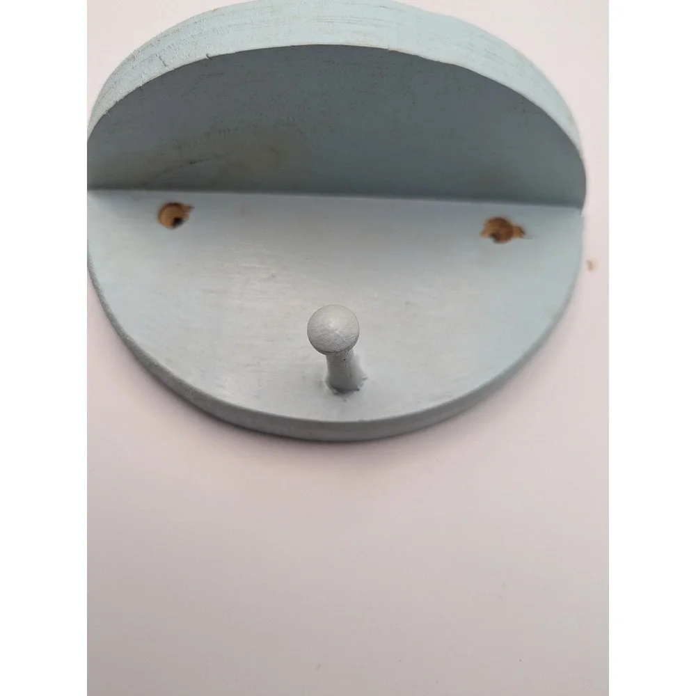 Wall Mounted Shelf Rustic Wood Half Moon Display Hook Decor Light Blue‎ 6.5x4x3